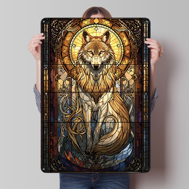 Retro Gaming Bar - Poster con Lupo in Vetro Colorato,