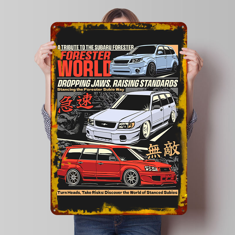 World Of Retro Gaming - Poster Metallico Personalizzato Auto Sportiva Forester
