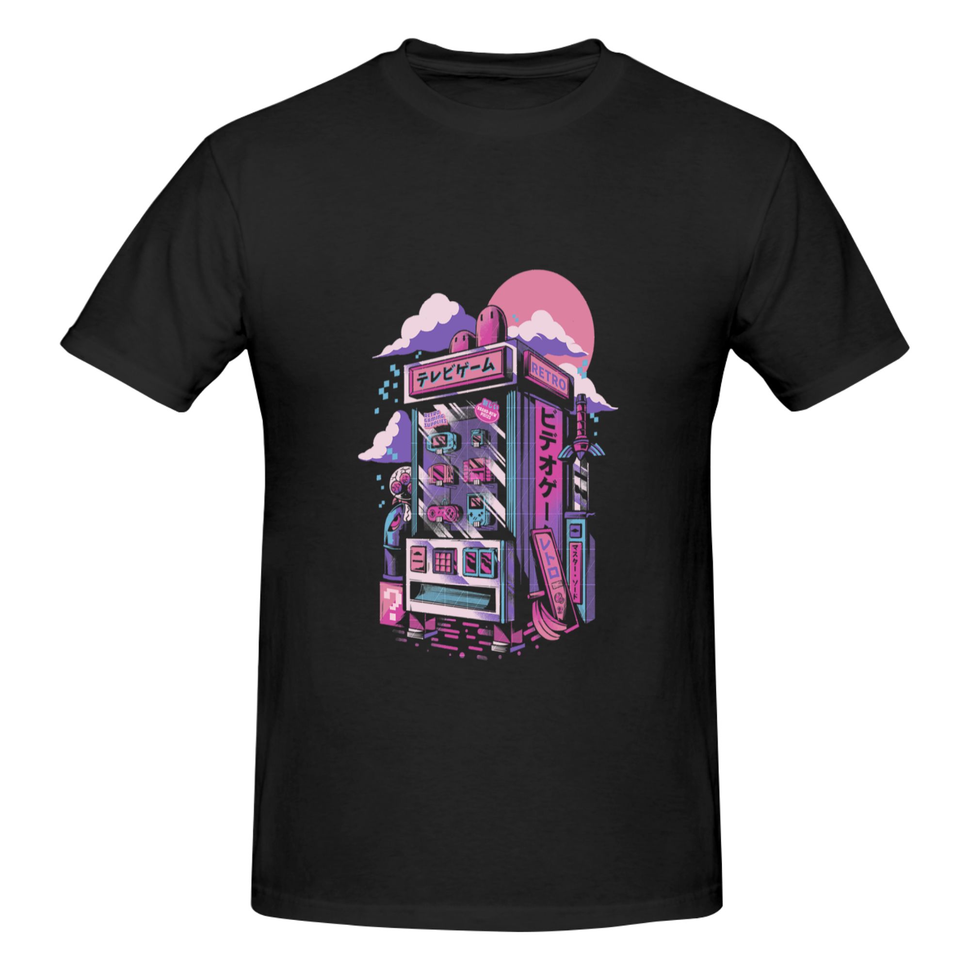Retro Gaming Shops - Divertente maglietta stampata da uomo con