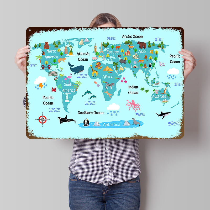 World Of Retro Gaming - Poster Mappamondo per Bambini, Arte Murale