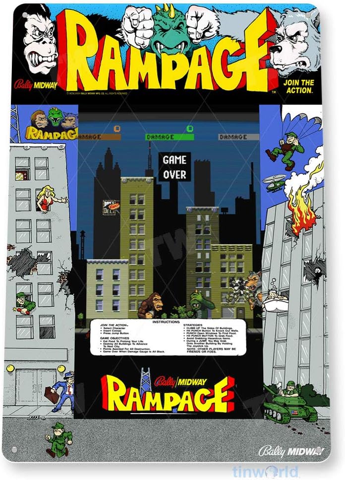 TIN SIGN Rampage Arcade Sign S - Retro Gaming Shops recensione e prezzo